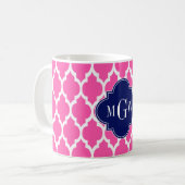 Hot Pink #2 WhMoroccan #4 Navy Name Monogram Koffiemok (Voorkant links)