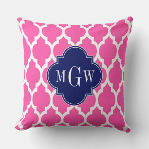 Hot Pink #2 WhMoroccan #4 Navy Name Monogram Kussen