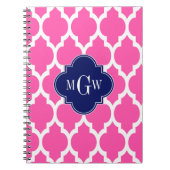 Hot Pink #2 WhMoroccan #4 Navy Name Monogram Notitieboek (Voorkant)