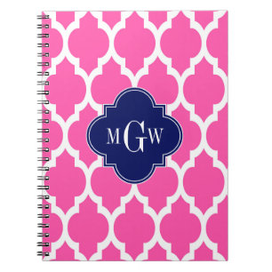 Hot Pink #2 WhMoroccan #4 Navy Name Monogram Notitieboek