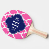Hot Pink #2 WhMoroccan #4 Navy Name Monogram Tafeltennisbatje (Zijkant)