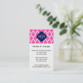 Hot Pink #2 WhMoroccan #4 Navy Name Monogram Visitekaartje (Staand voorkant)