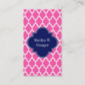 Hot Pink #2 WhMoroccan #4 Navy Name Monogram Visitekaartje (Achterkant)
