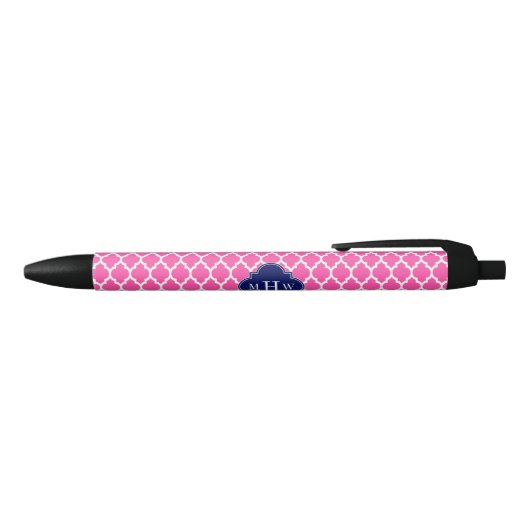 Hot Pink #2 WhMoroccan #4 Navy Name Monogram Zwarte Inkt Pen (Bovenkant)