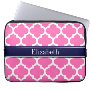 Hot Pink 2 Whockey Marokkaans #5 Navy Blue Name Mo Laptop Sleeve