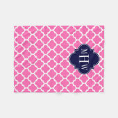 Hot Pink #2 Whockey Marokkaanse #5 Navy 3 Initiaal Fleece Deken (Voorkant (Horizontaal))