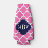 Hot Pink #2 Whockey Marokkaanse #5 Navy 3 Initiaal Flesjeskoeler (Voorkant)