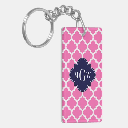 Hot Pink #2 Whockey Marokkaanse #5 Navy 3 Initiaal Sleutelhanger (Voorkant Links)