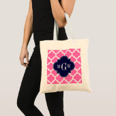 Hot Pink #2 Whockey Marokkaanse #5 Navy 3 Initiaal Tote Bag (Voorkant (product))