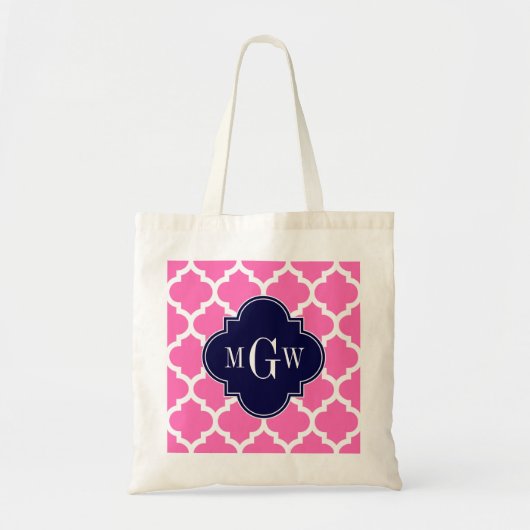 Hot Pink #2 Whockey Marokkaanse #5 Navy 3 Initiaal Tote Bag (Voorkant)