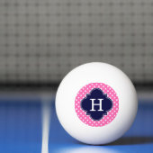 Hot Pink #2 Wht Polka Dot Navy Quatrefoil Monogram Pingpongbal (Net)