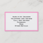 Hot Pink #2 Wt Polka Dots Navy Blue Name Monogram Visitekaartje (Achterkant)