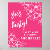 Hot Pink 30th Birthday Party Welcome Poster (Voorkant)