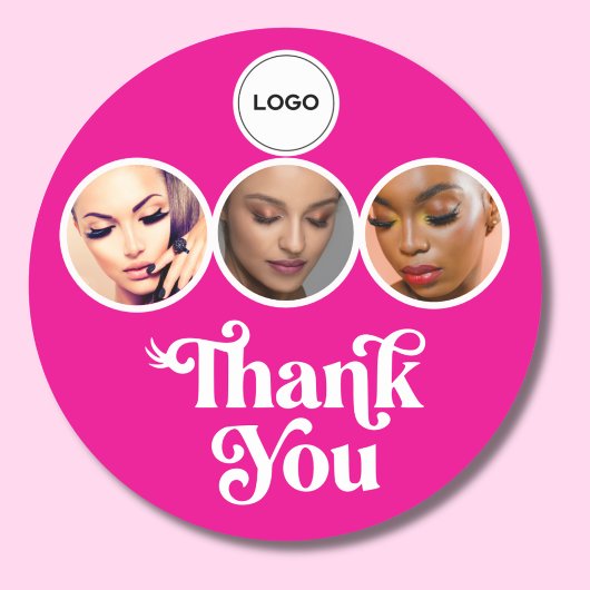 Hot Pink 3 Foto Wimper Tech Logo Bedankt Ronde Sticker