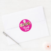 Hot Pink 3 Foto Wimper Tech Logo Bedankt Ronde Sticker (Envelop)