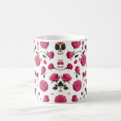 Hot Pink 3D Rose Pattern Classic Mug | Seamless Koffiemok (Center)