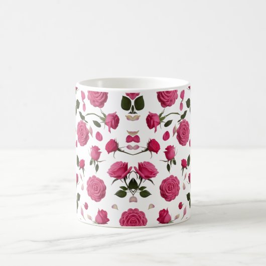 Hot Pink 3D Rose Pattern Classic Mug | Seamless Koffiemok (Center)