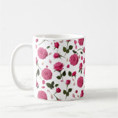 Hot Pink 3D Rose Pattern Classic Mug | Seamless Koffiemok (Links)