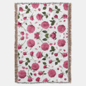 Hot Pink 3D Rose Pattern Cozy Throw Blanket  Deken (Voorkant Verticaal)