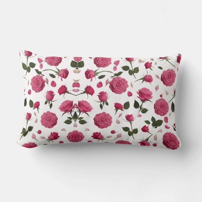 Hot Pink 3D Rose Pattern Throw Pillow Kussen (Voorkant)