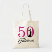 Hot Pink 50 en Fabulous Birthday Party Canvas tas (Voorkant)
