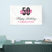 Hot Pink 50 en Fabulous Waterverf Verjaardag Spandoek (Beurs)