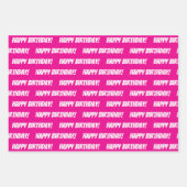 HOT PINK 50th Happy Birthday Aangepaste naam Inpakpapier Vel (Voorkant 3)