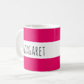Hot Pink aangepaste naam gepersonaliseerd Koffiemok (Voorkant links)