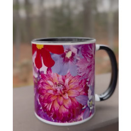 Hot Pink Abstract Floral Dahlia Coffee Mok