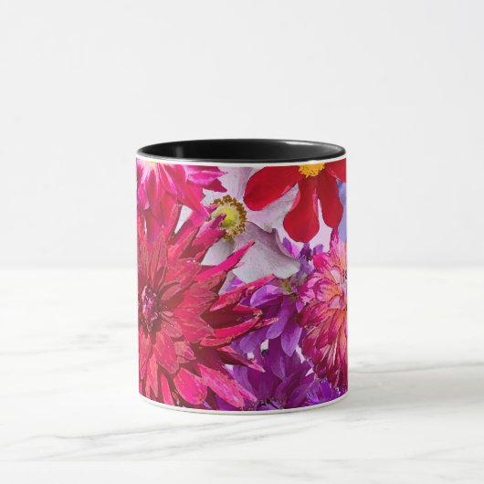 Hot Pink Abstract Floral Dahlia Coffee Mok (Midden)