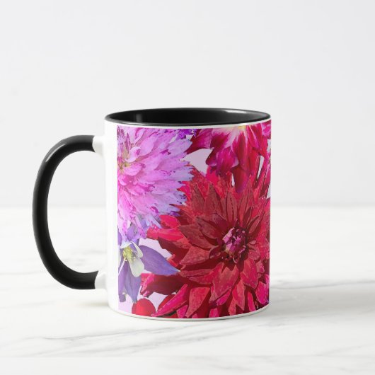Hot Pink Abstract Floral Dahlia Coffee Mok (Links)
