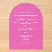 Hot Pink Acryl bruiloft uitnodiging (Voorkant)