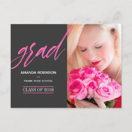 Hot-Pink Afstuderen aankondigingsfoto Aankondigingskaart
