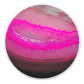 Hot Pink Agate Faux Gemstone Keramische Knop (Voorkant)