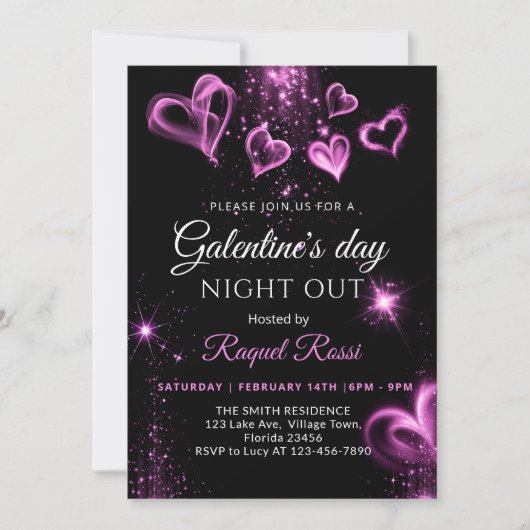 Hot Pink Alcohol Ink Galantine's Day Invitation (Voorkant)
