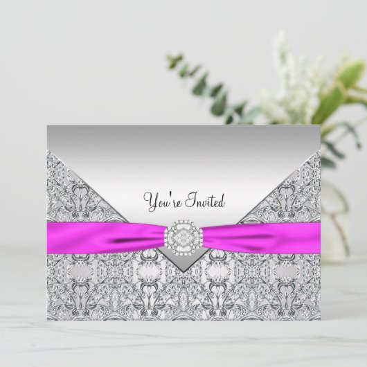 Hot Pink All Occasion Party Sjabloon Kaart (Staand voorkant)