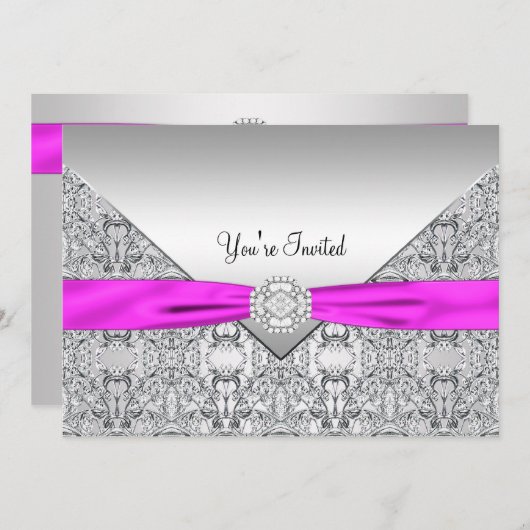 Hot Pink All Occasion Party Sjabloon Kaart (Voorkant / Achterkant)