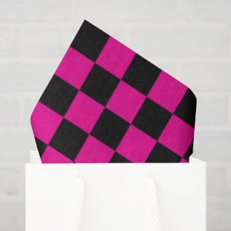 Hot Pink and Black  Checkered Print  Tissuepapier