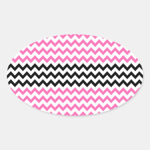 Hot Pink and Black Chevron by Shirley Taylor Ovale Sticker
