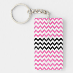 Hot Pink and Black Chevron by Shirley Taylor Sleutelhanger