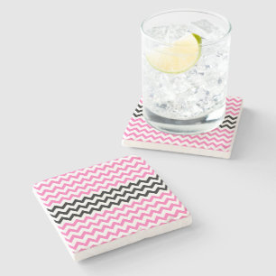 Hot Pink and Black Chevron by Shirley Taylor Stenen Onderzetter