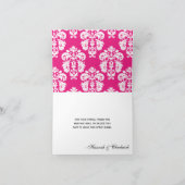 HOT PINK AND BLACK DAMASK EIFFEL TOWER THANK YOU BEDANKKAART (Binnen)