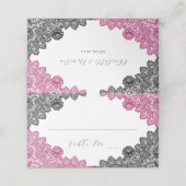 Hot Pink and Black Floral Lace Wedding Plaatskaartje (Buitenkant ongevouwen)