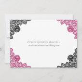Hot Pink and Black Floral Lace Wedding Save The Date (Achterkant)