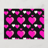 Hot Pink and Black Hearts Valentine's Day Love Pat Feestdagenkaart (Voorkant)