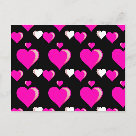 Hot Pink and Black Hearts Valentine's Day Love Pat Feestdagenkaart (Voorkant)