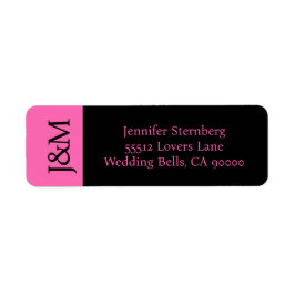 Hot Pink and Black Wedding Return Address Label