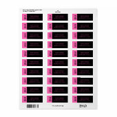 Hot Pink and Black Wedding Return Address Label (Full Sheet)