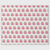 Hot Pink and Gold Elegant Flowers Cadeaupapier (Vlak)