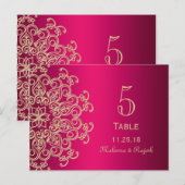 HOT PINK AND GOLD INDIAN WEDDING TABLE NUMBD CARD BRIEFKAART (Voorkant / Achterkant)